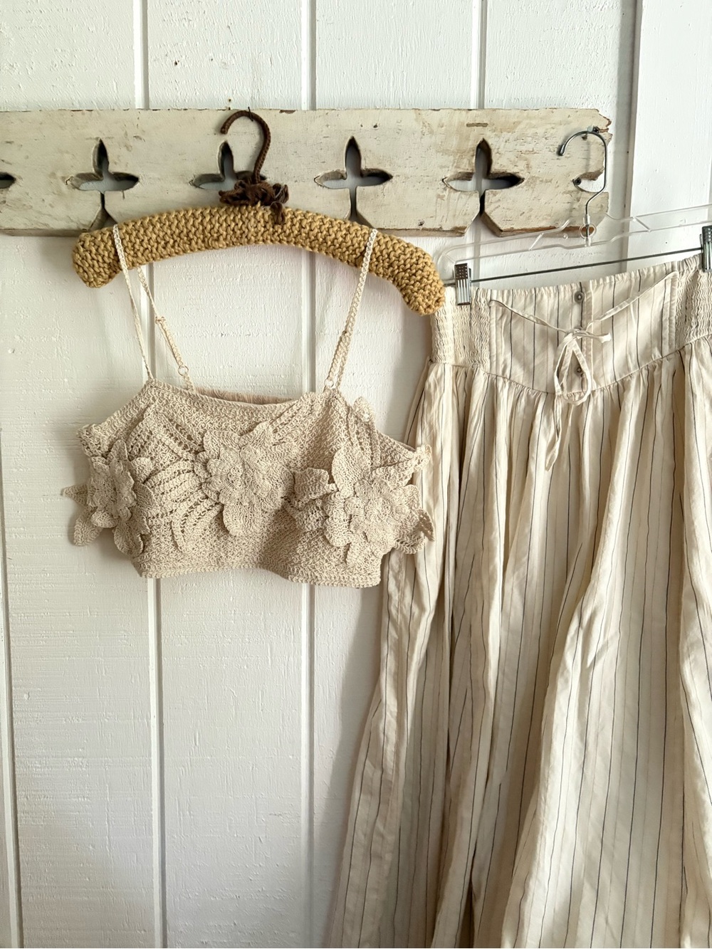 Miss Me Cream Crochet Floral Crop Top
